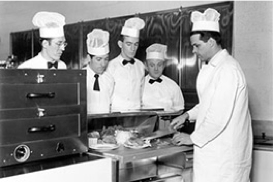 Vintage photo of culinary students at the Culinary Institute of America in New Haven, CT.