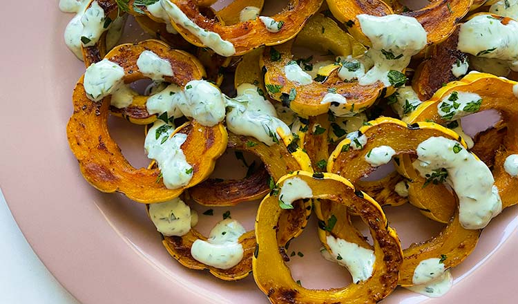 Roasted Delicata Squash with Buttermilk Dressing