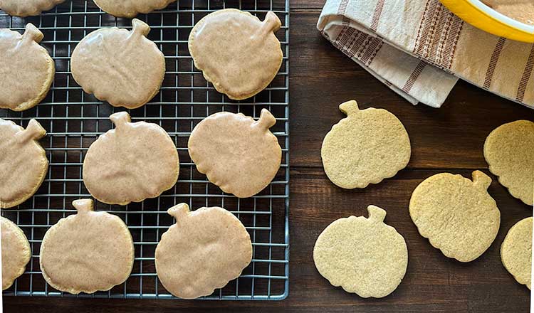 Pumpkin-shaped iced sugar cookies