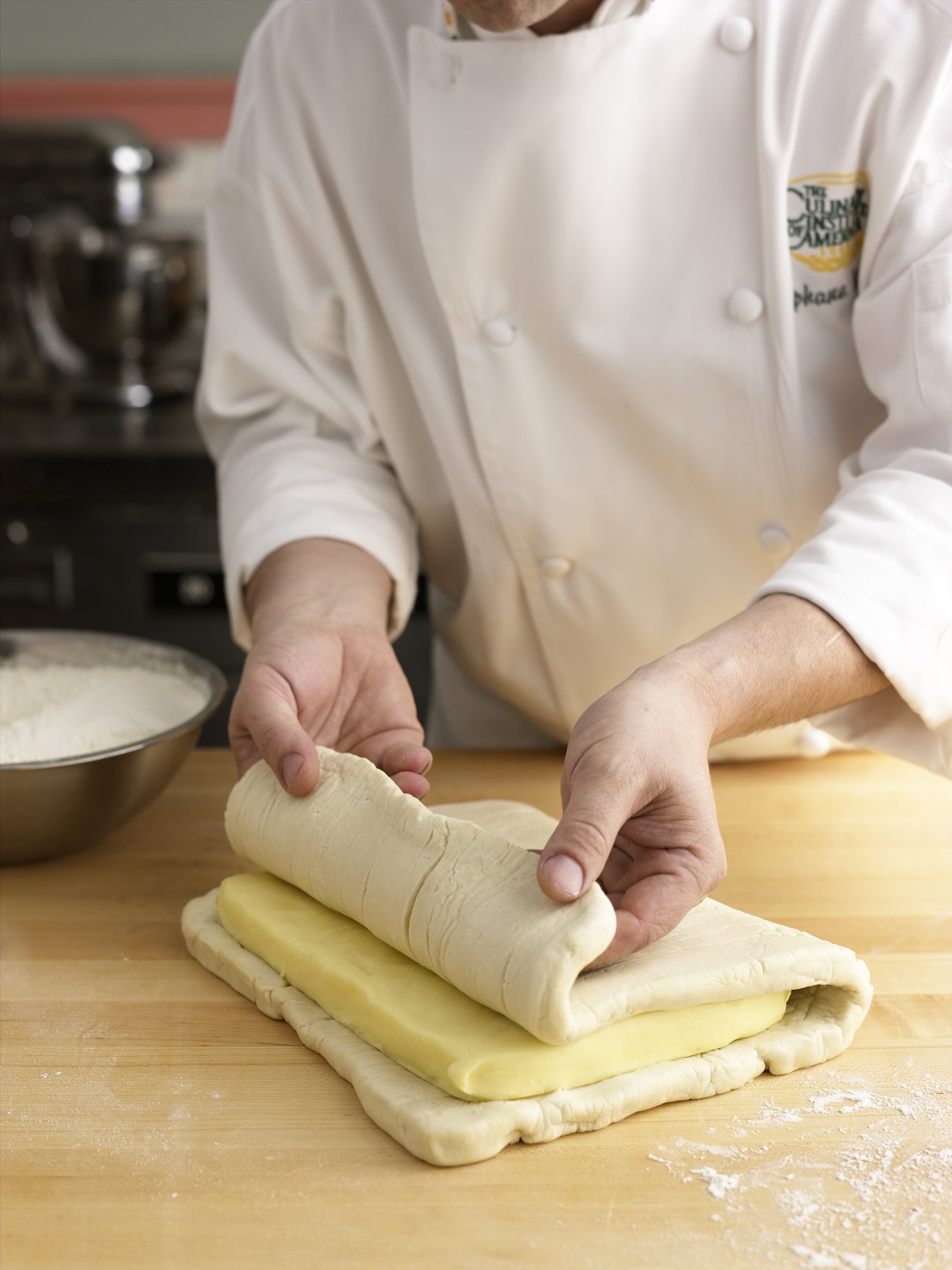 Locking in butter for puff pastry.