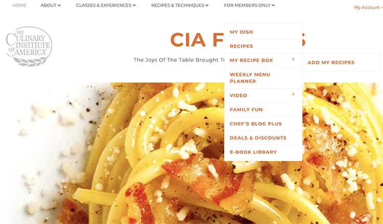 DISH recipe box feature navigation