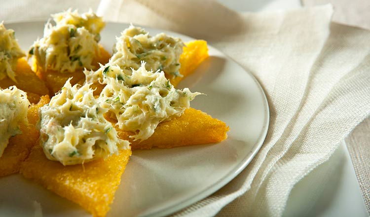 Whipped salt cod on crispy polenta