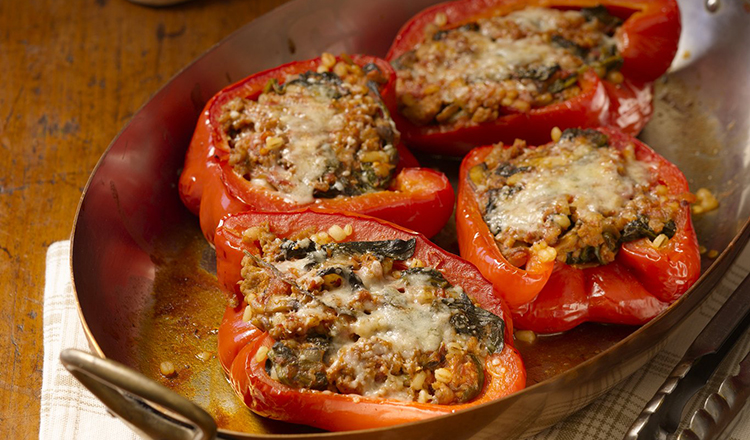 Sausage & Barley-Stuffed Peppers