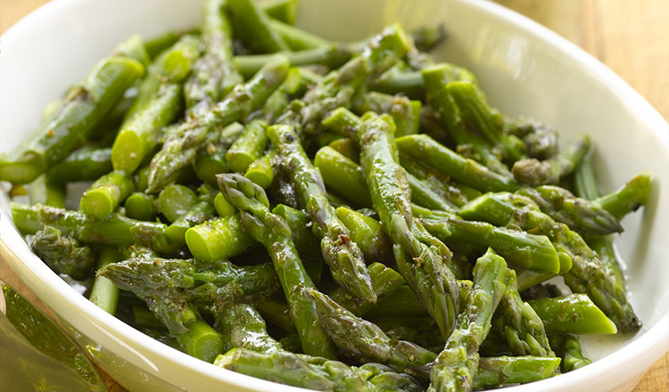 Chilled Asparagus with Mustard Herb Vinaigrette.