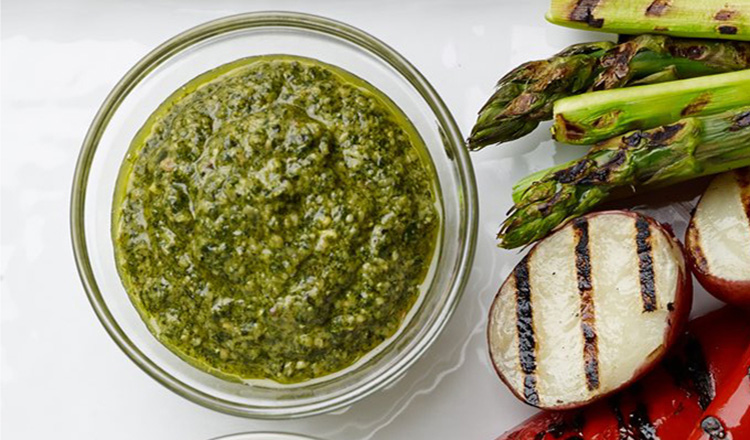 Grilled Veggies with herb dipping sauces