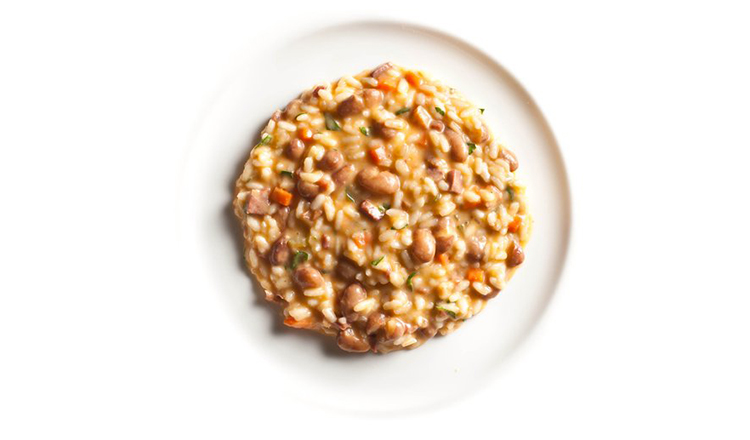 Paniscia (Risotto With Vegetables, Beans, Salame & Red Wine)