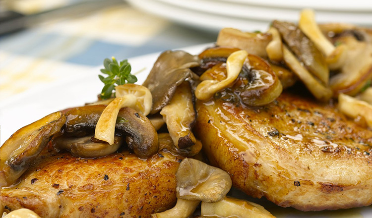 Pork Cutlets with a Wild Mushroom Ragout