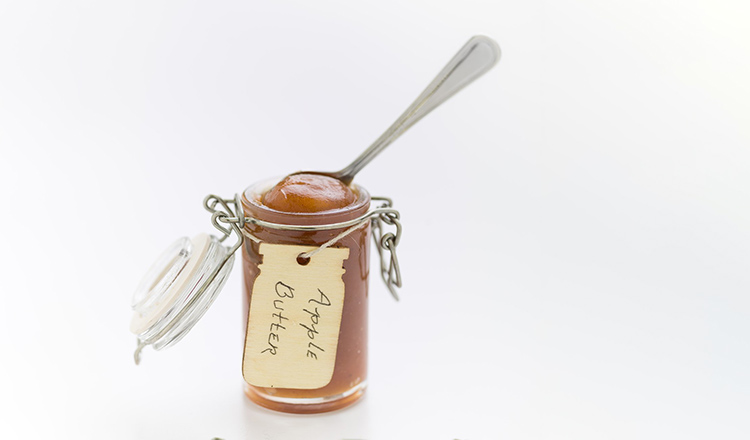 Apple butter in a jar