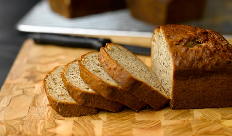 sliced banana nut bread