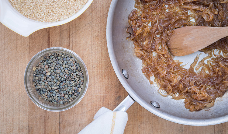 Bulgur & Lentil Pilaf With Caramelized Onions