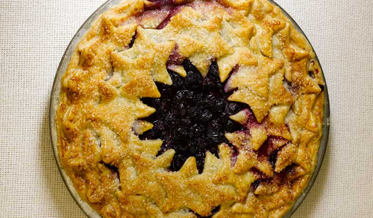 Pie crust with star shapes.