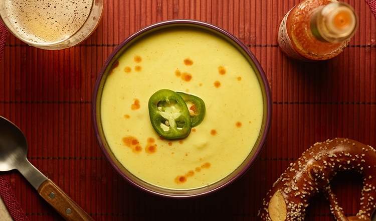 Cheddar and beer soup