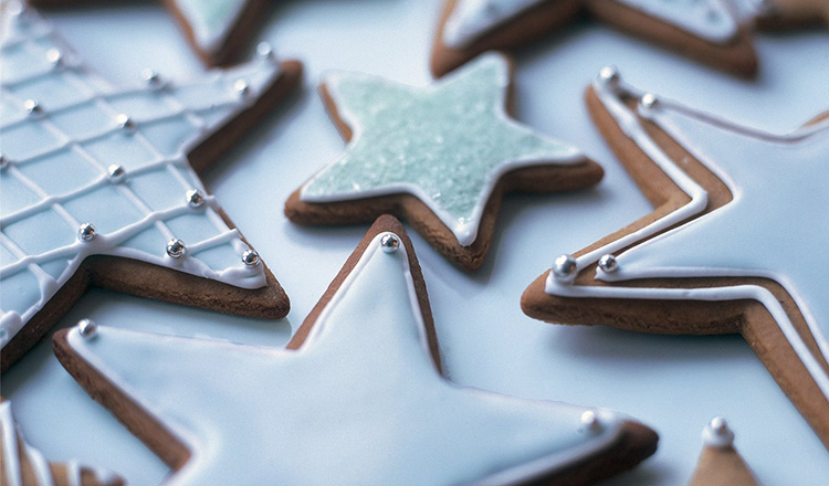 Decorated star-shaped cookies.