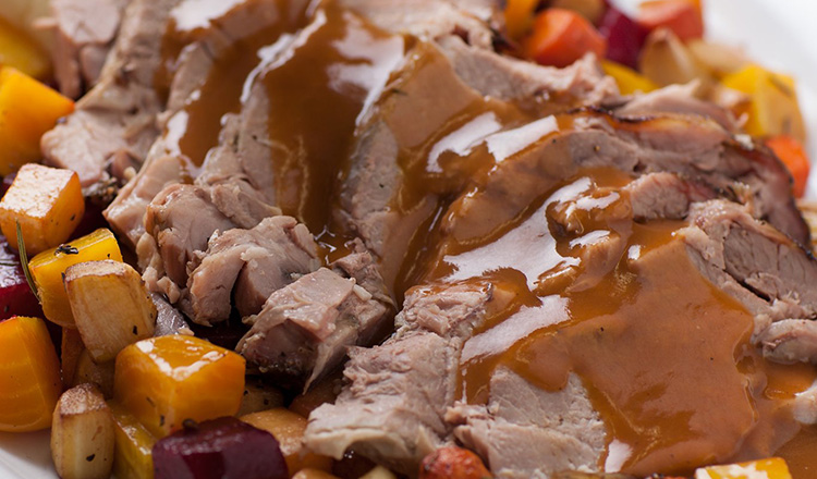 Oven roasted pork butt with pan gravy
