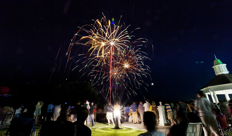 Fireworks over The Culinary Institute of America campus in Hyde Park, NY.