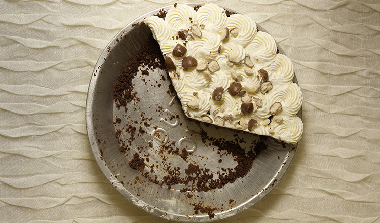 Chocolate malt pie with cookie crumb crust