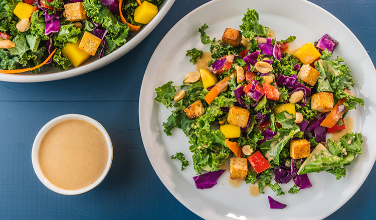 Kale Chopped Salad with Tofu and Coconut-Peanut Dressing