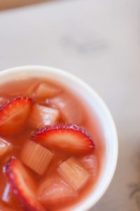 Strawberries and rhubarb in syrup