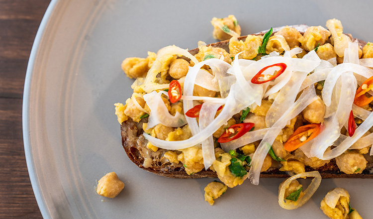 Smashed Chickpea Toast with Pickled Fennel