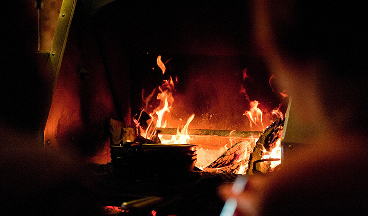 grilling over wood fire