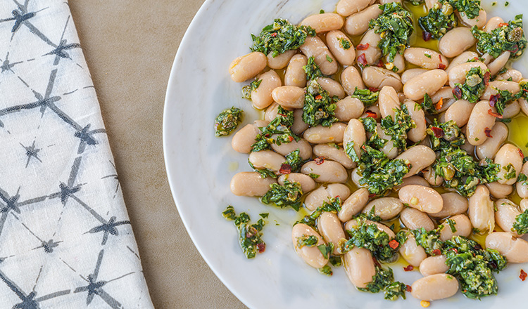 White beans with salsa verde