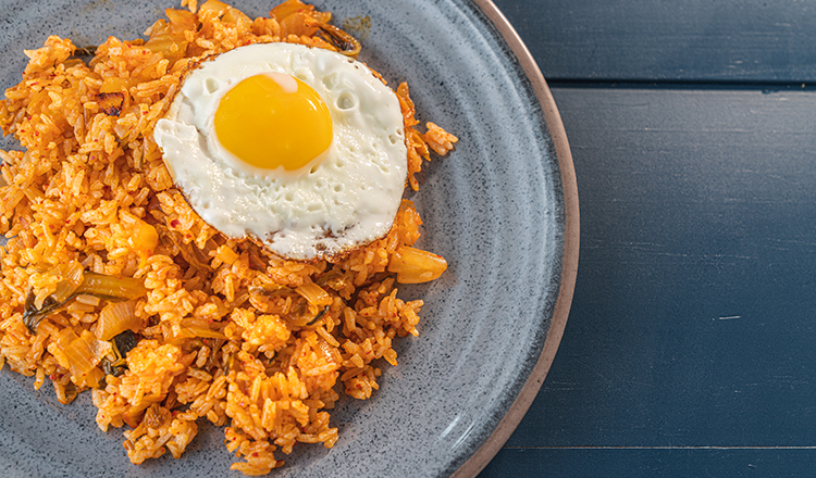 Kimchi fried rice with fried egg