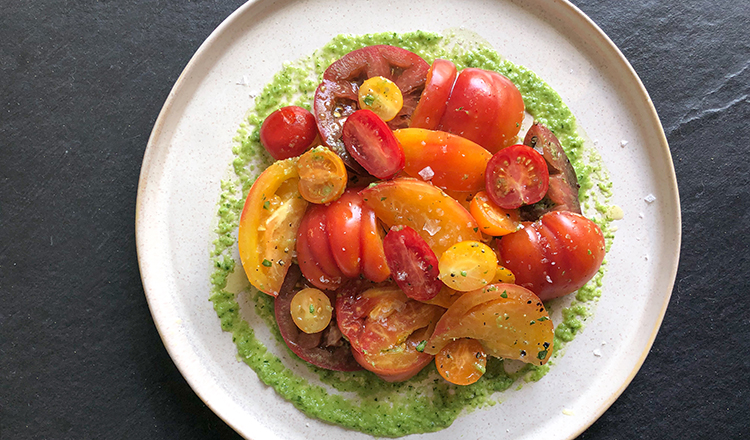 Tomato Salad with Green Vinaigrette