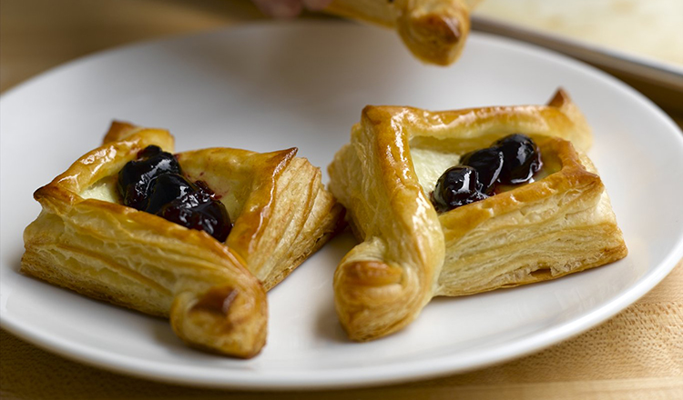 Breakfast pastries on a plate.