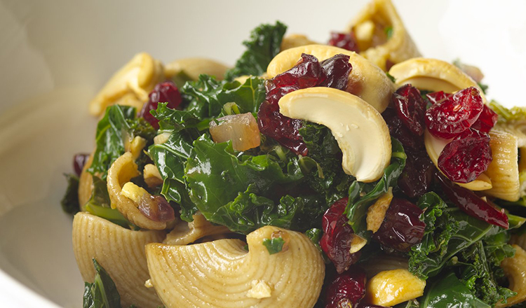 Kale, Cashew, and Cranberry Pasta Salad