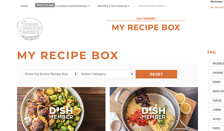 DISH member recipe box
