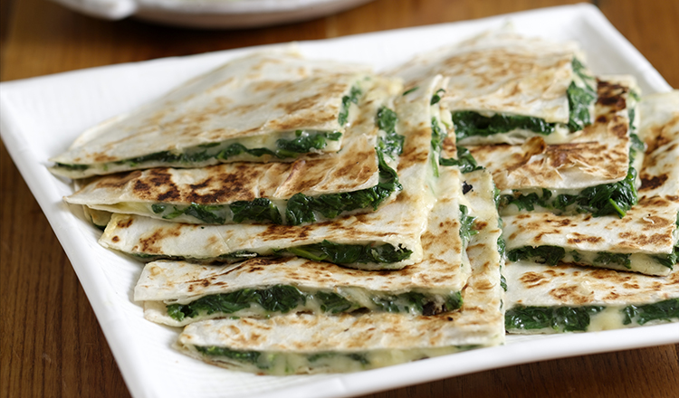 Spinach and Jack Cheese Quesadillas.