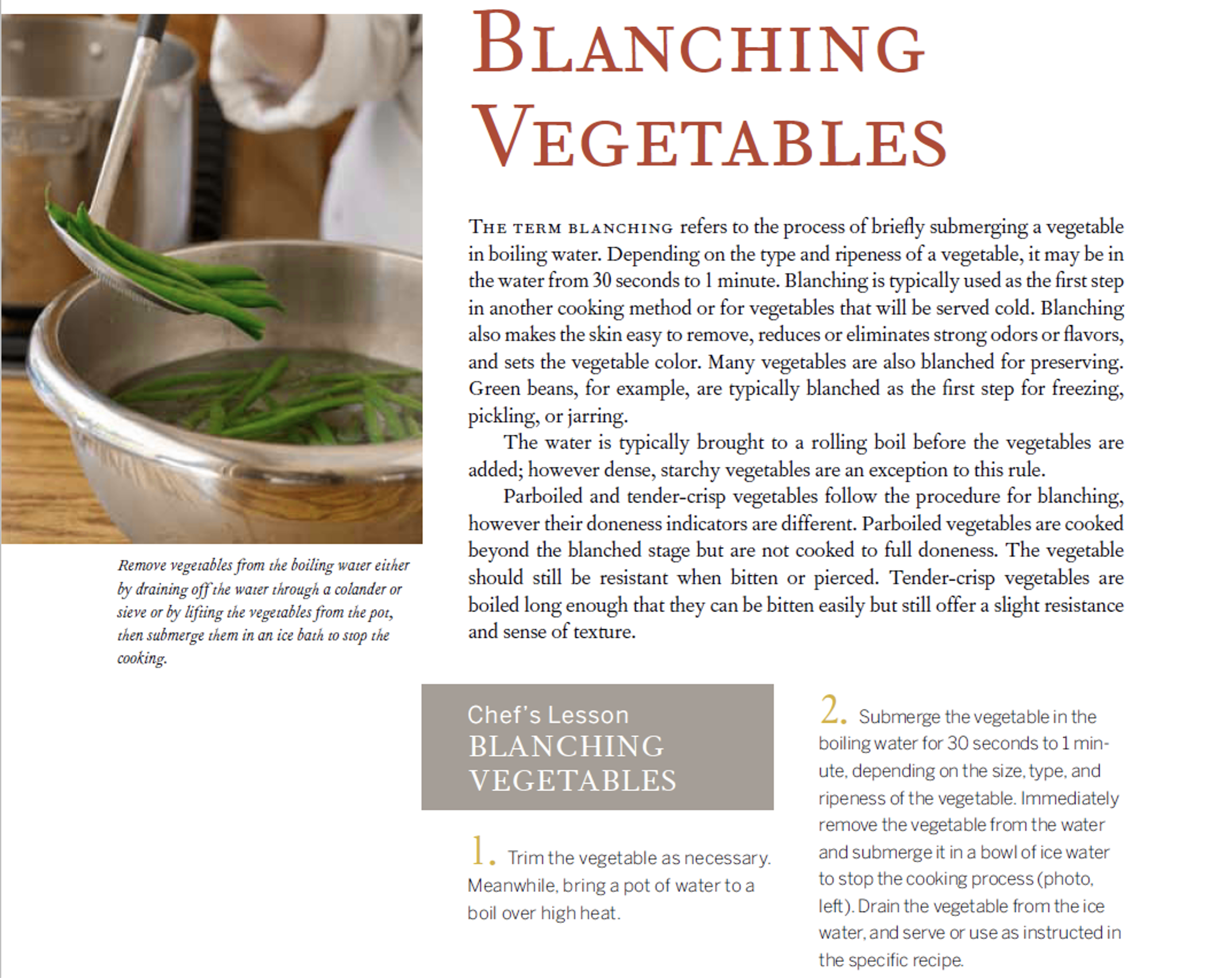Blanching vegetables