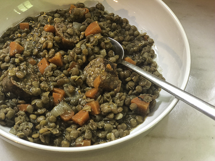 Lentil Soup with sausage and carrots