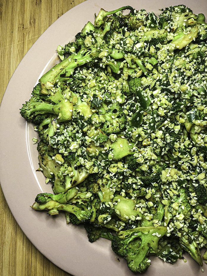 Seared Broccoli with peanut sauce