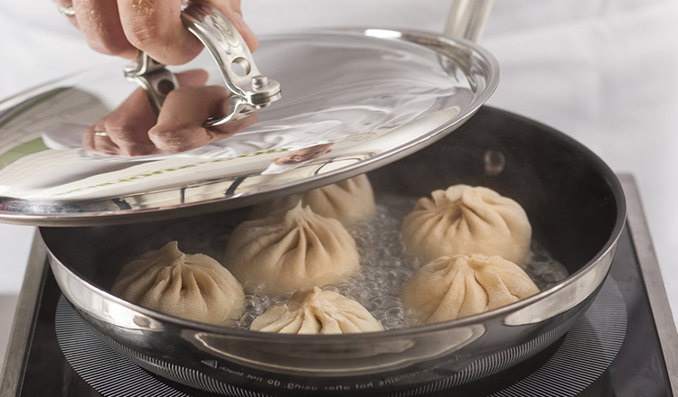 Pan Steamed Pork and cilantro dumpling