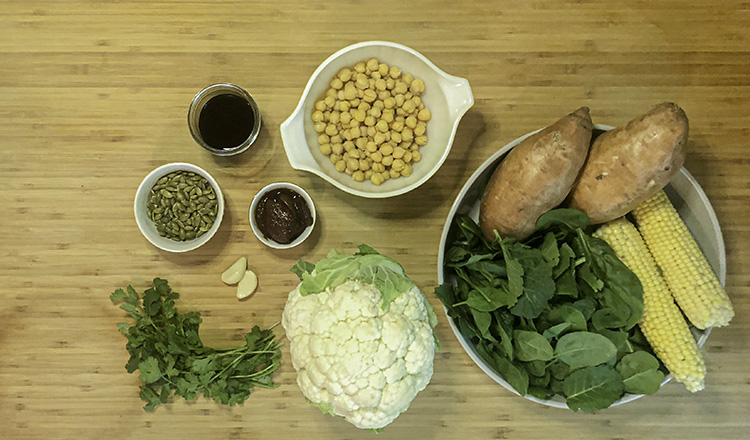 Grilled vegetable bowl ingredients