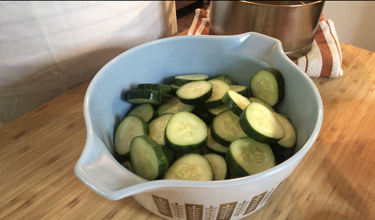 cucumbers sliced in a bowl
