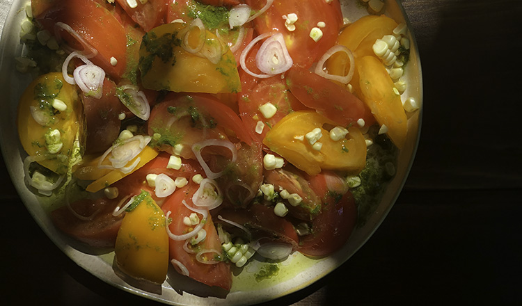 Corn and Tomato Salad with basil vinaigrette