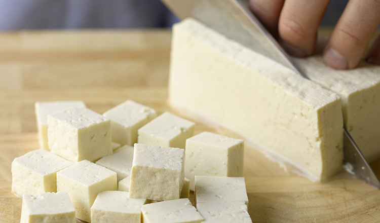 Slicing Tofu into Cubes