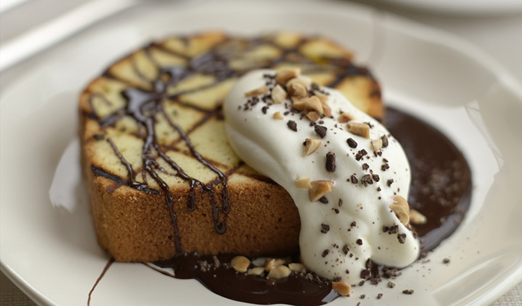 Grilled Pound Cake with Coffee Ganache.