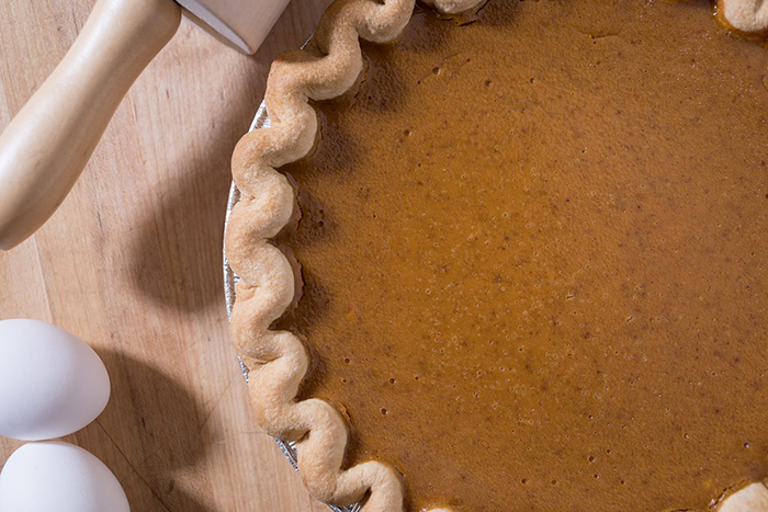 Dessert pies baked at The Apple Pie Bakery Cafe for the Thanksgiving holildays on The Culinary Institute of America's New York campus. Pumpkin Pie