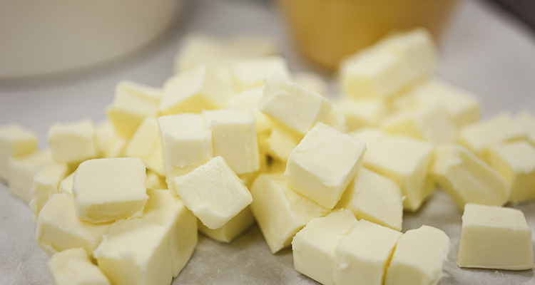 Butter cubed for pie crust