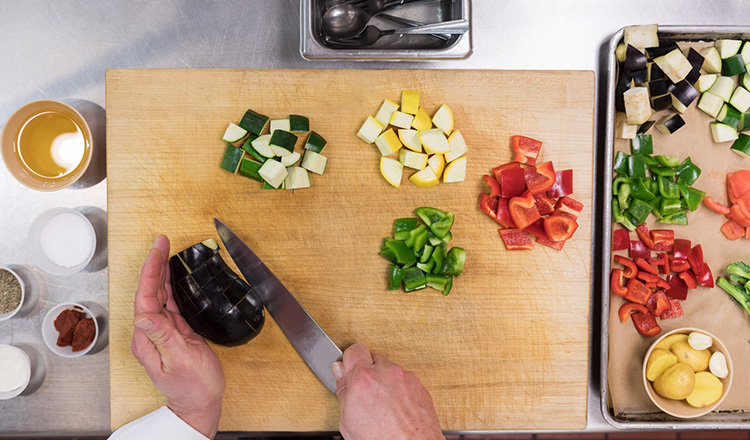 A mis en place preparation in K14 on The Culinary Institute of America's New York campus.