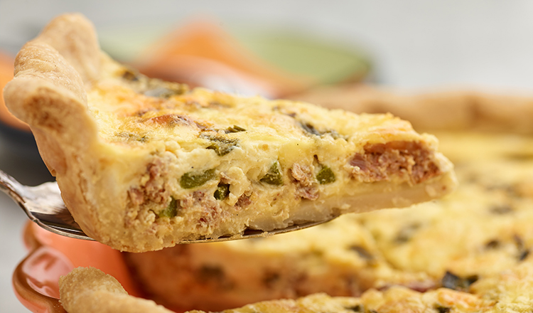 Chorizo and poblano quiche