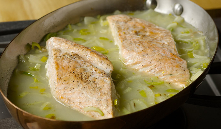 Fish poached in fennel orange broth