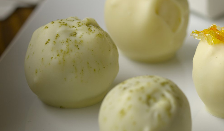 Green tea and white chocolate truffles