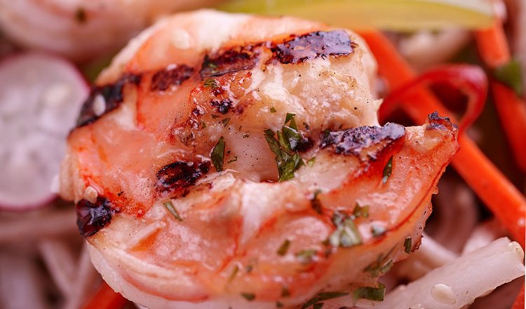 Grilled Garlic Shrimp and radish salad