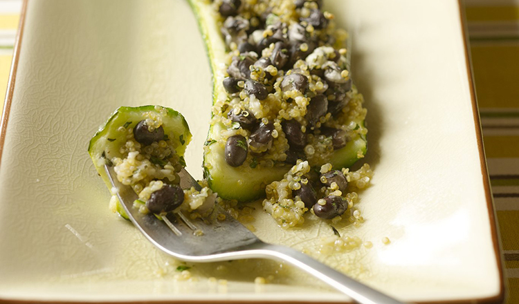 Black Bean and Quinoa-Stuffed Zucchini