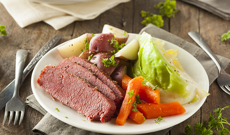 Homemade Corned Beef and Cabbage with Carrots and Potatoes