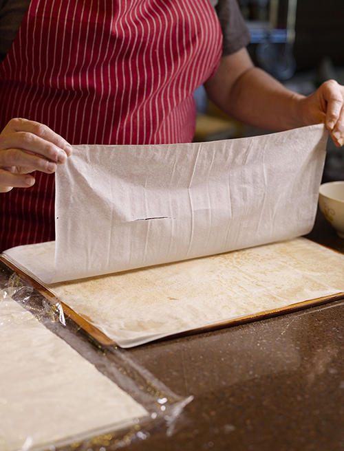unwrapping phyllo dough